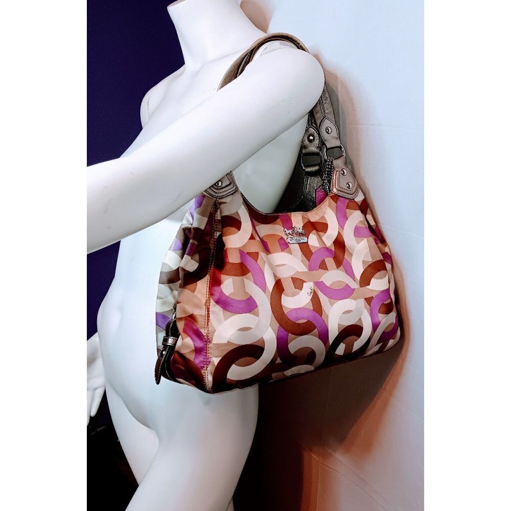 Coach Madison Signature Op Art Maggie Hobo Bag - Picture 2 of 15